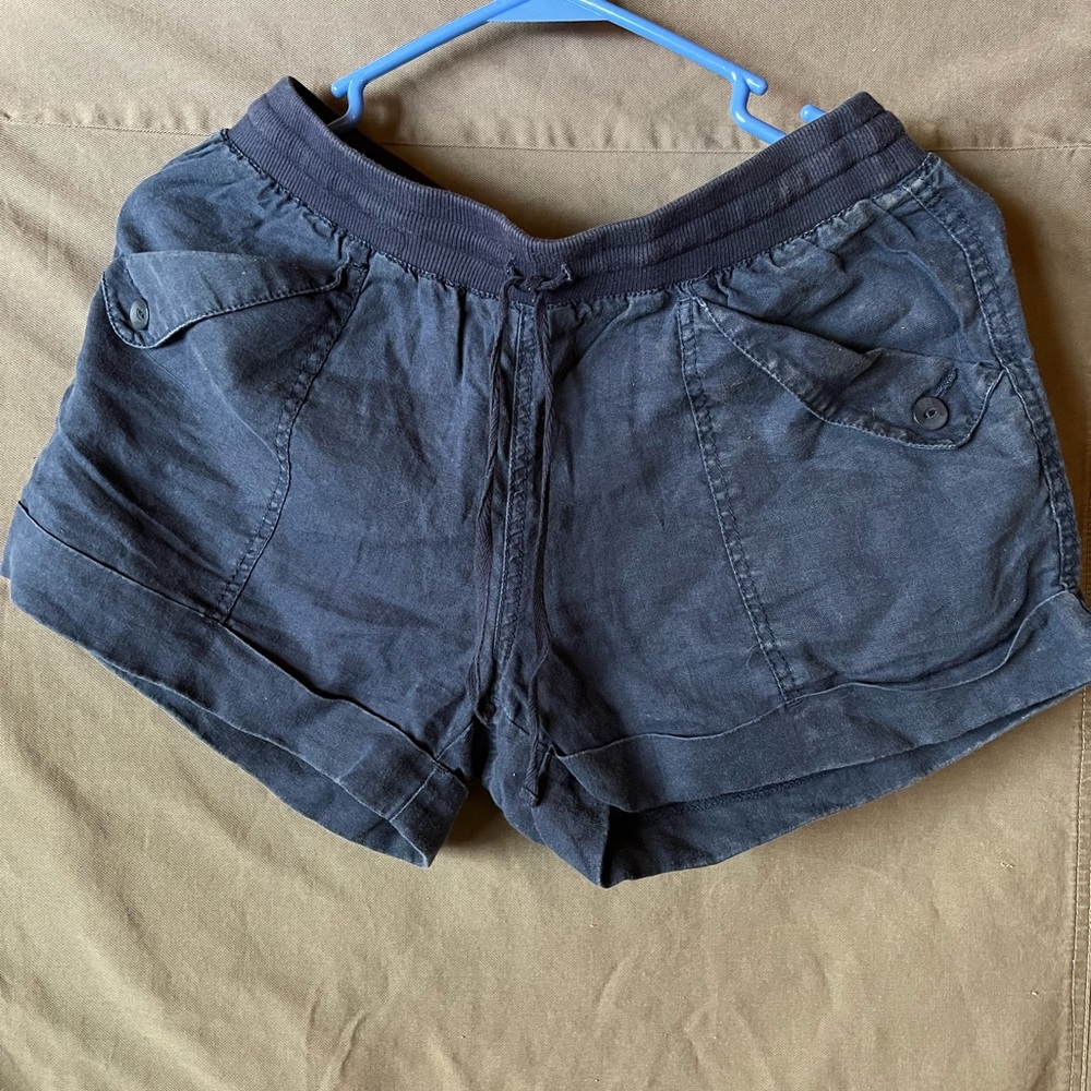 Navy Linen Shorts